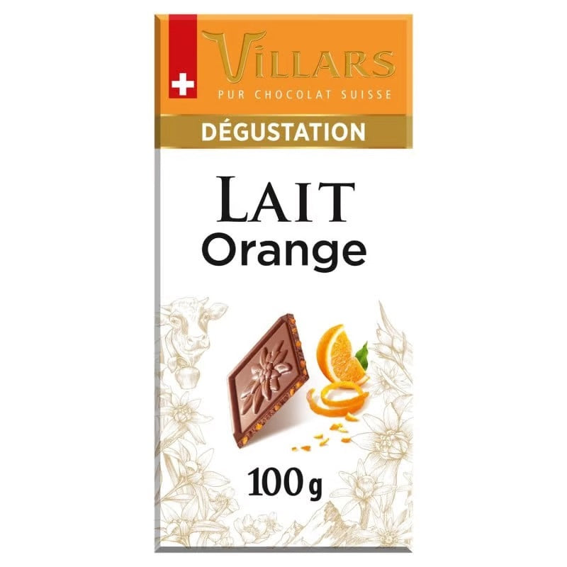 Villars tablette chocolat au lait orange 100g